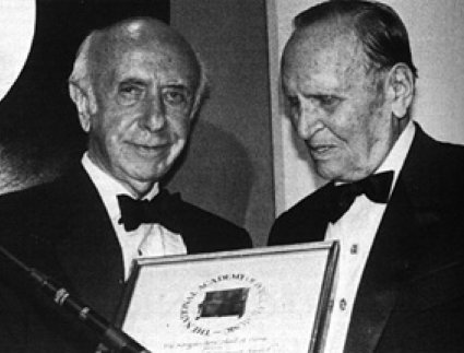 ASCAP President Morton Gould presents 1991 Lifetime Achievement Award to Gene Autry.