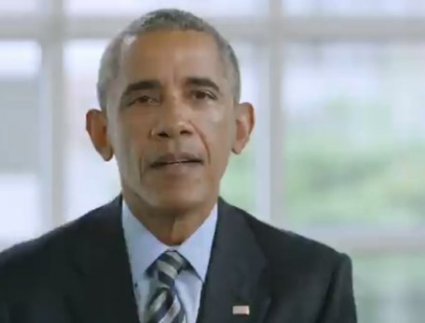 President Barack Obama with an inspiring congratulatory speech via video