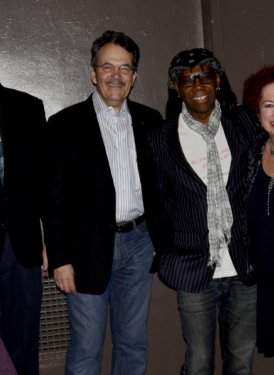 SHOF Education Committee Chair Robbin Ahrold, NYUs Robert Rowe and Phil Galdston, Nile Rodgers, SHOF Education Committee Vice Chair Karen Sherry  and NYUs Ron Sadoff