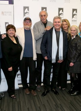 (left to right) SHOF West Coast Committee Member Casey Robison, SHOF Inductee Mike Stoller, SHOF West Coast Committee Chair Mary Jo Mennella, SHOF West Coast Committee Member Randy Poe, SHOF Inductee Jeff Barry, Steve Tyrell, Moderator Janine Sharell, SHOF West Coast Committee Member and Event Chair Barbara Cane, SHOF West Coast Committee Member Kathy Spanberger and SHOF Inductees Barry Mann & Cynthia Weil. All photos courtesy of WireImage.com/Rebecca Sapp. 