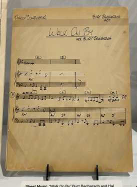 Sheet music of the arrangement for “Walk On By” by SHOF Inductee Burt Bacharach (co-written with SHOF Inductee and Past Chairman Hal David).