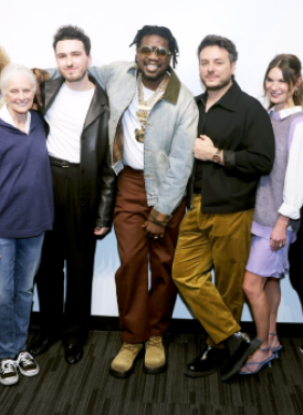 Pictured (L to R): Joel Flatow, SHOF W. Coast Events Committee; Donna Caseine, SHOF W. Coast Events Committee and SHOF Board Member; Barbara Cane, Vice Chair of SHOF W. Coast Events Committee; Blake Slatkin; Theron Thomas; Dan Nigro; Amy Allen; Mary Jo Mennella, SHOF W. Coast Events Committee Chair and SHOF Board Member; and Rita George, Chief Program Officer of the GRAMMY Museum Foundation.