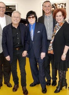 (left to right) SHOF Board members Robbin Ahrold, and Charlie Feldman, Alan Menken, 
SHOF Board member John Titta, SHOF Board member (BMI President/CEO) Mike O'Neill, 
SHOF Board Member/East Coast Education Committee Chair Karen Sherry, NYU's Phil Galdston and SHOF's April Anderson