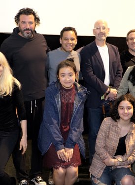 Back row: Stuyvesant's Harold Stephan and Dr. Raymond Wheeler, panelists Billy Mann, Mike Campbell, Rich Christina, Gregg Wattenberg, Stuyvesant students Roshnie Rupnarian, Jennifer Liu, Liam Kronman and Noelle Francesc Gloria
Front row: SHOF's April Anderson, Stuyvesant students Jessie Cheng, Anna Grace Goldstein and Chris Brown