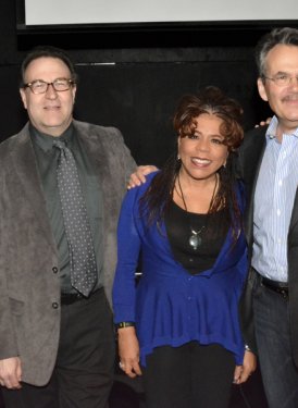 (left to right) Board Member/Chair, Education Committee Robbin Ahrold, Assoc. Professor & Director, NYU's Dept. of Music & Performing Arts Professions Ron Sadoff, Valerie Simpson, NYUs Phil Galdston and SHOF Board Member Charlie Feldman. Photos by April Anderson