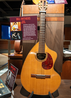 The exhibit includes personal instruments of SHOF Inductees John Mellencamp, Bill Withers (above) and Jimmy Jam