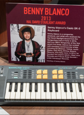The exhibit includes personal instruments  used by Hal David Starlight Award honoree benny blanco.